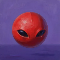 evangelion, red alien sphere like shape, flies over purple sea ocean, detailed, impressionistic, photorealistic by james gurney, michael komarck, greg rutkowski, victo ngai, artgerm and j. dickenson