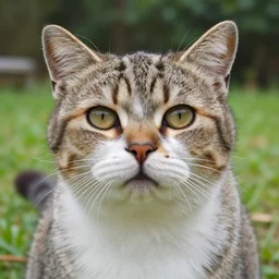funny cat, outside, garden, highly detailed