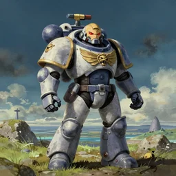 space marines, studio ghibli, pulp science fiction illustration