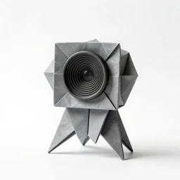 origami-style webcam, stylized 3d render, isolated on a pure white background, centered, entire object in frame, sharp focus, soft studio lighting