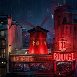 zinc enigma,in the style of Rick Sternbach and Mark Tedin,trending on artstation, wet lighting aerial view,sharpness applied,strong colors,Blade Runner 2049 ,4k hd wallpaper,Moulin Rouge! ,