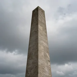 A Tapered Stone Monument with sharp edges Points to the overcast sky, Digital Art, Style of Stanley Donwood, 8k, Highly Detailed