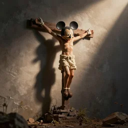 crucified mickey mouse