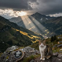 landscape, landscape, landscape, one cat