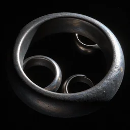 large rings in space, seen from above, dark, painted by greg rutkowski
