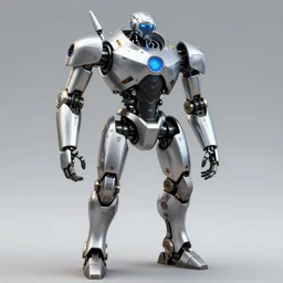 digitigrade legs silver and black colored robot with blue screen - face elegant ornate detailed 4 k artstation deviantart cinematic shot destiny 2 fanart warframe fanart