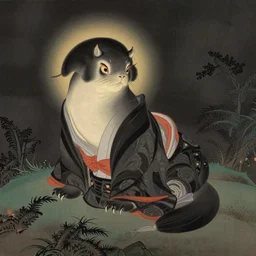 悪魔としてのタテゴトアザラシの赤ちゃん、伝統的な日本画,