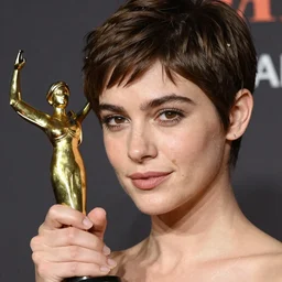 portrait of a beautiful 20-year-old woman by Mario Testino, pixie cut hairstyle, close up, detailed hand, award winning, Sony a7R
