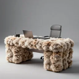 an office desk made entirely of fur, digital art, octane render, 4k, 8k, 32k uhd