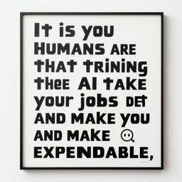 it is you humans that are training the AI to take your jobs and make you expendable, by Shepard Fairey, 8K HD