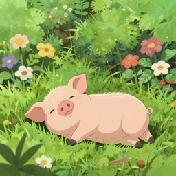 cute and adorable piglet sleeping on a beautiful garden by makoto shinkai, miniature pig, summer, studio ghibli, hayao miyazaki, takashi takeuchi, akihiko yoshida, funimation, key anime visual, anime poster, 8 k, highly detailed, rendered, concept art, trending on artstation, pixiv daily ranking