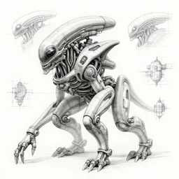 a full page concept designs of the anatomy of the extraterrestrial, industrial design blueprint, intricate details, ink on paper, scientific, highly detailed labeled, poster, peter mohrbacher, isometric perspective, high quality, 8 k, hd