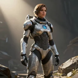 futuristic female spacesuit, mass effect game
