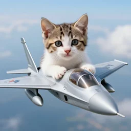 adorable kitten piloting a fighter jet, photo, f2.0 35mm prime, highly detailed, 4k