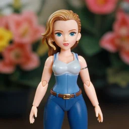 scarlett johansson as nendoroid!, background flowers, kodak film