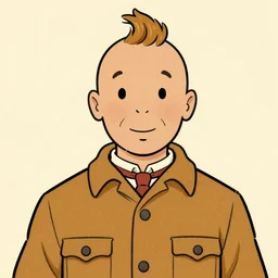 portrait of tintin, by herge