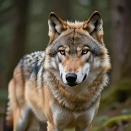 were - creature consisting of a wolf and a human, photograph captured in a forest