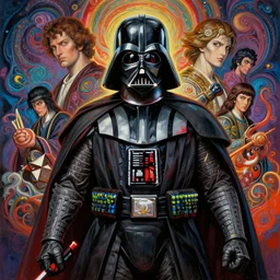 ( ( ( ( ( darth vader ) ) ) ) ) samurai!!!!! warrior, intense intricate detail, beautiful and gorgeous design, cinematic composition, painting masterpiece by rembrandt, michelangelo, junji ito, yoji shinkawa, takehiko inoue, psychedelic imagery background, fractal clouds