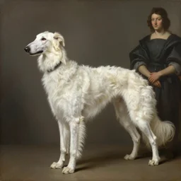 wide shot, accurate, beautiful white russian borzoi!!, realistic, matte painting, sargent, elegant matte painting, sharp focus, by mucha, velasquez, botticelli, rockwell