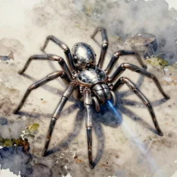 concept art of a spider, pinterest, artstation trending, behance, watercolor, by coby whitmore, silver, laser light,