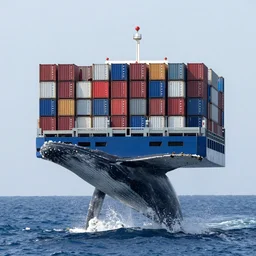 whale carrying lots of containers. Photography