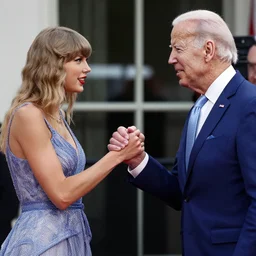 taylor swift shaking hands with joe biden