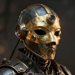 steampunk mask minimalist fantasy art robot ninja helmet, global illumination ray tracing hdr fanart arstation by sung choi and eric pfeiffer and gabriel garza and casper konefal