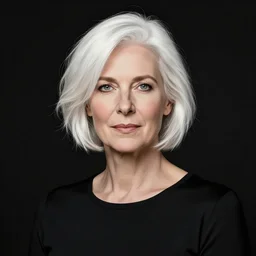 portrait of a woman with short white hair, medium shot, illustration, highly detailed, high quality, by sophie anderson