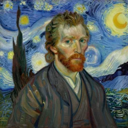 bright beautiful oil painting portrait of obi wan kenobi in 1 9 th century samurai clothing, light scatter, van gogh