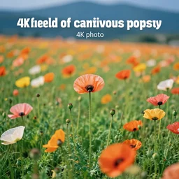 “a field of carnivorous poppies, 4k photo”