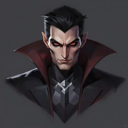sharp hq rendering, dark vampire, character portrait, concept art, painterly, fanart, highly detailed in the style of overwatch by ilya kuvshinov, wenjun lin, angular geometric symmetrical design