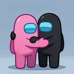 black and pink among us tripulants hugging