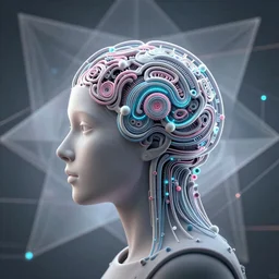 minds Neuromorphicly merging with Artificial intelligence anamorphic optical illusion 4k