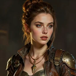 a beautiful digital art portrait of a woman, dieselpunk