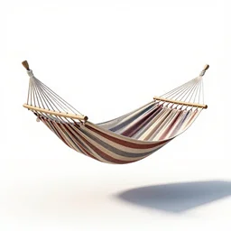 handcrafted hammock, stylized 3d render, isolated on a pure white background, centered, entire object in frame, sharp focus, soft studio lighting