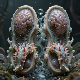 unspaceship, fluox symbiosi crusta, mollis, nudibranch, by peter mohrbacher, phantastica, lush layered biomechanical fauna, gekkolings, gekko soles gelatin brains, the omni, aliena, artificia, gelatinosis glass, chaos, fluida, vortices micro water, retro futurism octane render