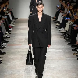 alexander mcqueen in the style of rick owens, runway show, fashion photoshoot,