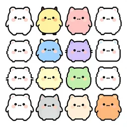 cute fluffy monsters :: pixel art, pixel art sprite, sprite sheet