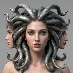 3 d photo - realistic face portrait of a goddess and medusa by aykut aydogdu and alena aenami, octane render