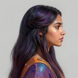 side - profile painted portrait, maya ali as a sorcerer, speculat highlights, smooth, fantastically gaudy colors, octane render, matte painting concept art, official fanart behance hd artstation by jesper ejsing, by rhads and makoto shinkai and lois van baarle and ilya kuvshinov and rossdraws