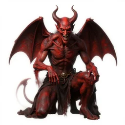 demon in the depths of hell, satan smiles, laughter, audible, crimson, demonic, el greco, 3 - d render, unreal engine 4