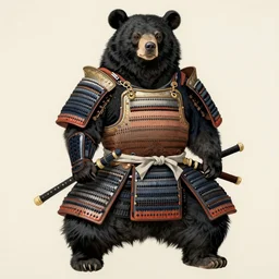 a full body ukiyo-e portrait of a fully armored samurai Asian black bear, intricate, elegant, highly detailed, digital painting, artstation, concept art, smooth, sharp focus, illustration
