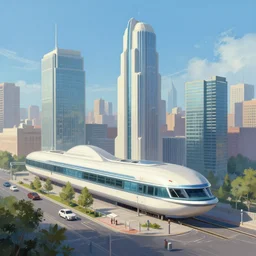 A professional digital painting of a Streamline Moderne city, by Alena Aenami, trending on Artstation