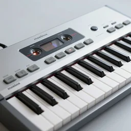 a synthesizer in cassette futurism, added modeled around the keyboard, tactile buttons and lights by moebius, edward hopper and james gilleard, zdzislaw beksinski, steven outram colorful flat surreal design, hd, 8 k, artstation