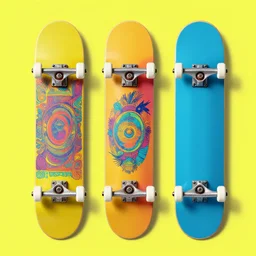 8 0's skateboard culture based psychedelic color combinations, no background