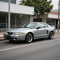 a mustang parked by the street, 2000s
