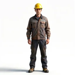 stern construction worker with hard hat, high detail digital art, full body, standing, isolated on a pure white background, centered, whole figure in frame, sharp focus, studio lighting