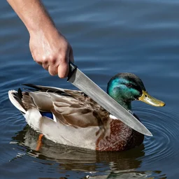 duck holding knife