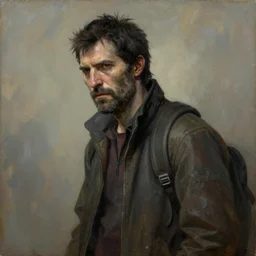 a man infected with cordiceps fungus, last of us style, painted by rembrandt