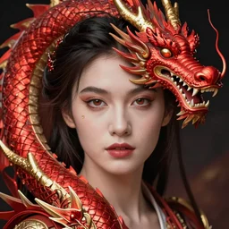 in maw of red dragon, portrait of a beautiful woman, high detail, vibrant colors, face, by gaston bussiere, bayard wu, greg rutkowski, auguste bourotte, bastien deharme, masterpiece, sharp focus, cinematic lightning